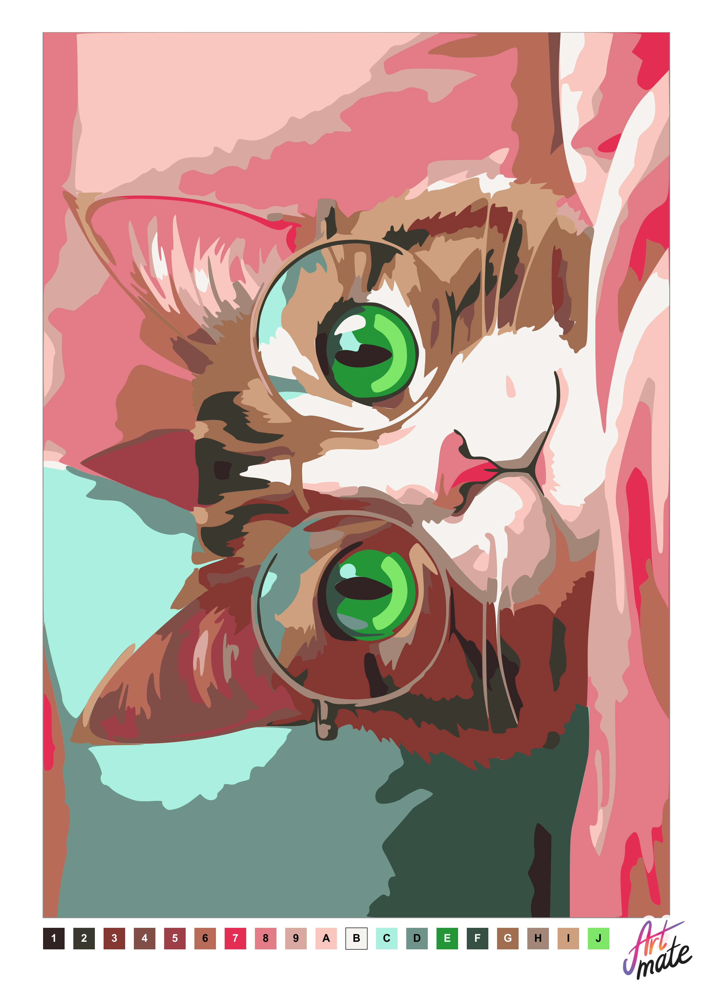 Котик в круглых очках — цветной образец