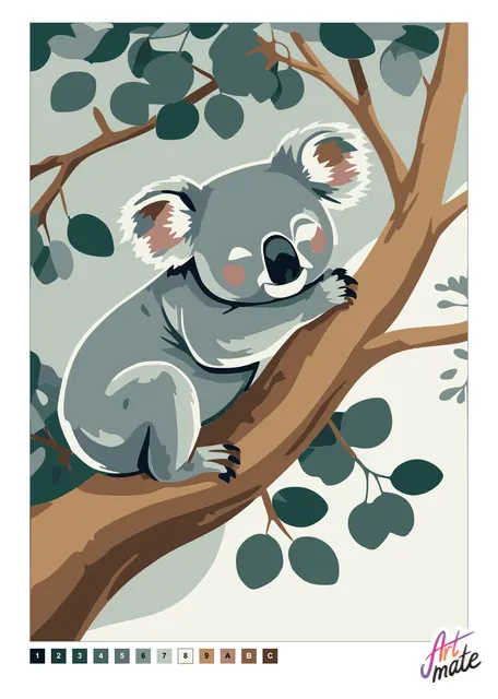 Коала на ветке — цветной образец